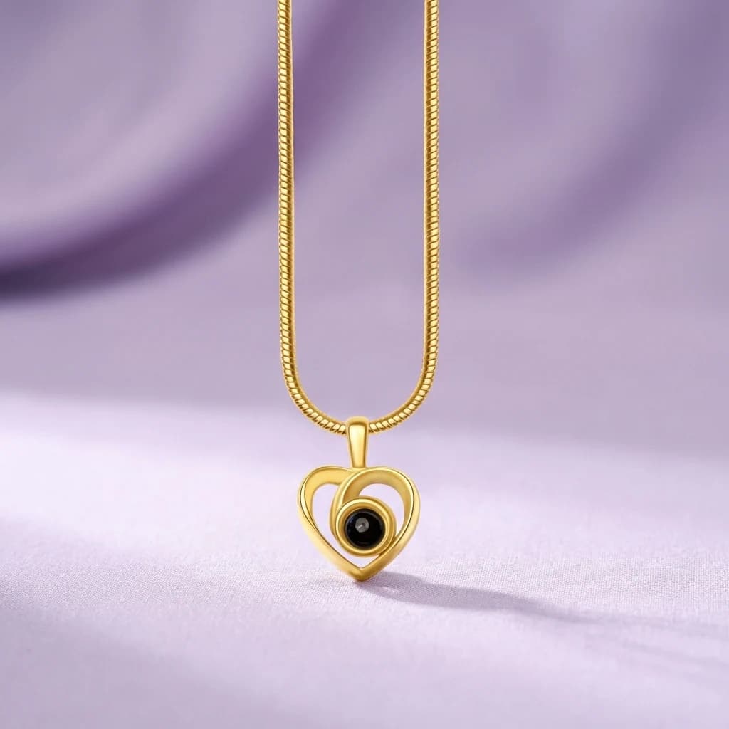 Curve Heart PhotoJewels Necklace — AI dark mockup